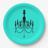 Turquoise chandelier print papieren bordje (Voorkant)