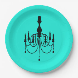 Turquoise chandelier print papieren bordje