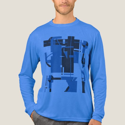 Turquoise Charcoal Geometric Abstract Design Tri-Blend Shirt (Voorkant volledig)