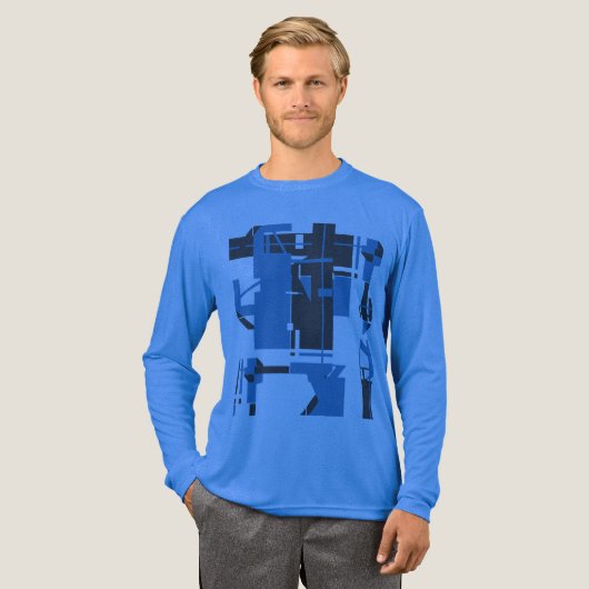 Turquoise Charcoal Geometric Abstract Design Tri-Blend Shirt (Voorkant)