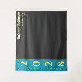 Turquoise Charcoal Modern Graduation Party Wandkleed (Voorkant)