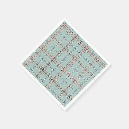 Turquoise checkered classic pattern. servet (Hoek)