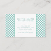 Turquoise Checkered Modern Visitekaartje (Achterkant)