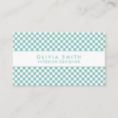 Turquoise Checkered Modern Visitekaartje (Voorkant)