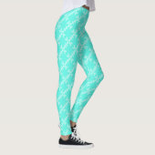 Turquoise Checkered Pattern Easter Yoga Pants Leggings (Rechts)