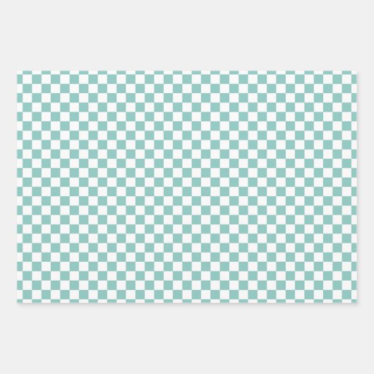 Turquoise Checkered Pattern Inpakpapier Vel (Voorkant 3)