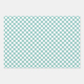 Turquoise Checkered Pattern Inpakpapier Vel (Voorkant)