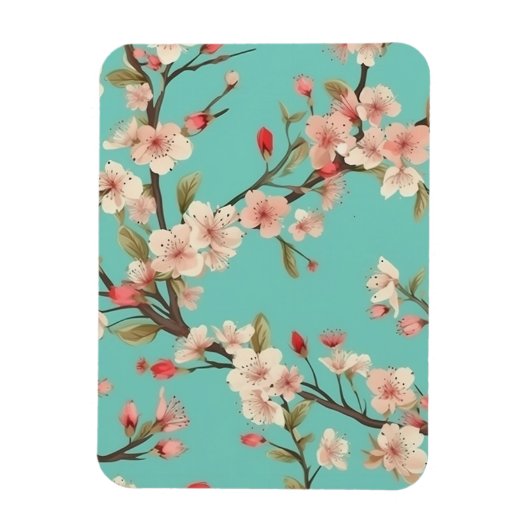 Turquoise Cherry Blossom Flexible Photo Magnet Magneet (Verticaal)