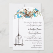 Turquoise Cherry Blossom Rustic Birds & Birdcage Kaart (Voorkant)