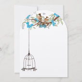 Turquoise Cherry Blossom Rustic Birds & Birdcage Kaart (Achterkant)