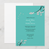 Turquoise Cherry Blossom Wedding Invitations Kaart (Voorkant / Achterkant)
