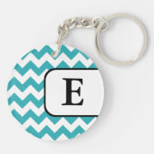 Turquoise Chevron Acrylmonogram Sleutelhanger (Achterkant)