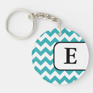 Turquoise Chevron Acrylmonogram Sleutelhanger