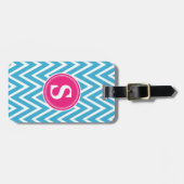 Turquoise Chevron Custom Monogram Bagagelabel (Voorkant horizontaal)