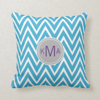 Turquoise Chevron Custom Monogram Pillow Kussen