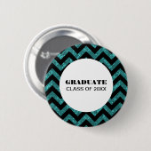 Turquoise Chevron Glitter Afstuderen Button (Voorkant /achterkant)