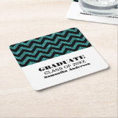 Turquoise Chevron Glitter Afstuderen Onderzetters (Schuin)