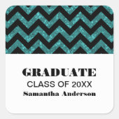 Turquoise Chevron Glitter Afstuderen Stickers (Voorkant)