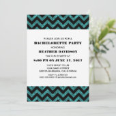 Turquoise Chevron Glitter Bachelorette Party Kaart (Staand voorkant)