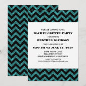 Turquoise Chevron Glitter Bachelorette Party Kaart (Voorkant / Achterkant)