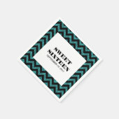 Turquoise Chevron Glitter Sweet 16 Paper Napkins Servetten (Hoek)