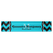 Turquoise chevron monogram classy naambordje (Voorkant)