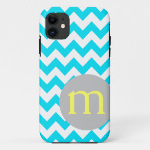 Turquoise Chevron Monogram Initiaal Case-Mate iPhone Case