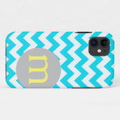 Turquoise Chevron Monogram Initiaal Case-Mate iPhone Case (Achterkant (horizontaal))