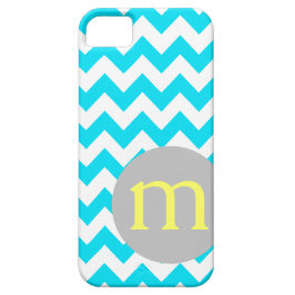 Turquoise Chevron Monogram Initiaal Case-Mate iPhone Case