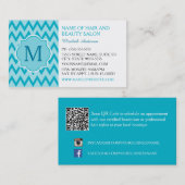 Turquoise Chevron Schoonheidssalon Visitekaartje (Voorkant / Achterkant)