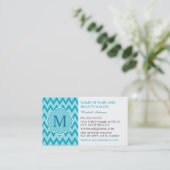 Turquoise Chevron Schoonheidssalon Visitekaartje (Staand voorkant)