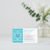 Turquoise Chevron Schoonheidssalon Visitekaartje (Staand voorkant)
