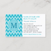 Turquoise Chevron Schoonheidssalon Visitekaartje (Voorkant)