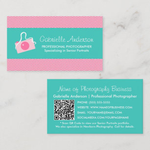 Turquoise Chevron Senior Fotograaf Visitekaartje