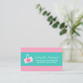 Turquoise Chevron Senior Fotograaf Visitekaartje (Staand voorkant)