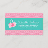 Turquoise Chevron Senior Fotograaf Visitekaartje (Voorkant)