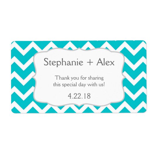 Turquoise Chevron Waterfles - pas het aan! Etiket (Voorkant)