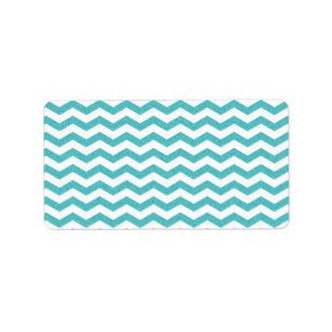 Turquoise chevron zig zag textured zigzag patroon etiket