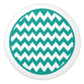 Turquoise Chevron Zigzag Ceramic Knob. Keramische Knop (Voorkant)