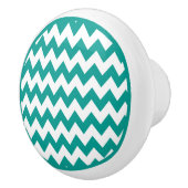 Turquoise Chevron Zigzag Ceramic Knob. Keramische Knop (Rechts)