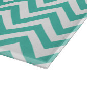 Turquoise Chevron Zigzag Gepersonaliseerd Monogram Snijplank (Hoek)