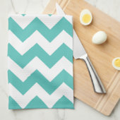 Turquoise Chevron Zigzag Kitchen Towel Theedoek (Quarter Fold)