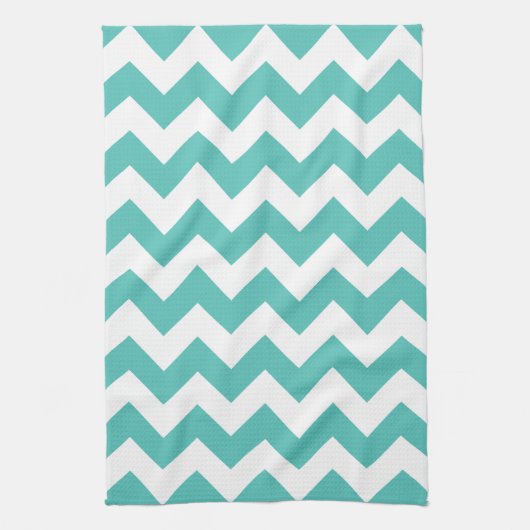 Turquoise Chevron Zigzag Kitchen Towel Theedoek (Verticaal)