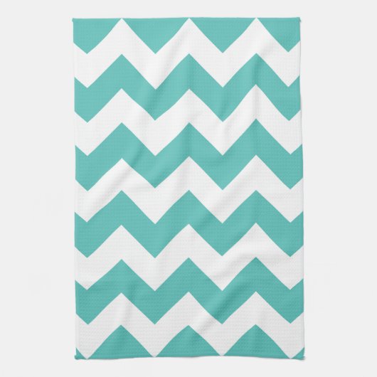Turquoise Chevron Zigzag Kitchen Towels Theedoek (Verticaal)