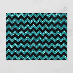 Turquoise Chevrons Elegance Briefkaart