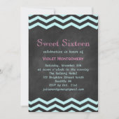 Turquoise Chevrons op Chalkboard Sweet 16 Invite Kaart (Voorkant)