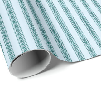 Turquoise Chevrons Tikkende Strepen op Ijsblauw Cadeaupapier