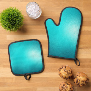 Turquoise Chic Aqua Blue Ovenwant & Pannenlap Set