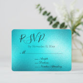 Turquoise Chic Aqua Blue Wedding RSVP Informatiekaartje (Staand voorkant)