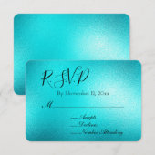 Turquoise Chic Aqua Blue Wedding RSVP Informatiekaartje (Voorkant / Achterkant)